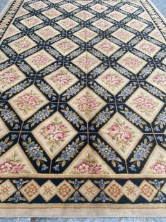 Bobyrug’s Beautiful Large French Aubusson Knotted Rug