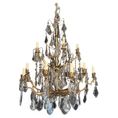 Beautiful large French bronze and Crystals chandelier