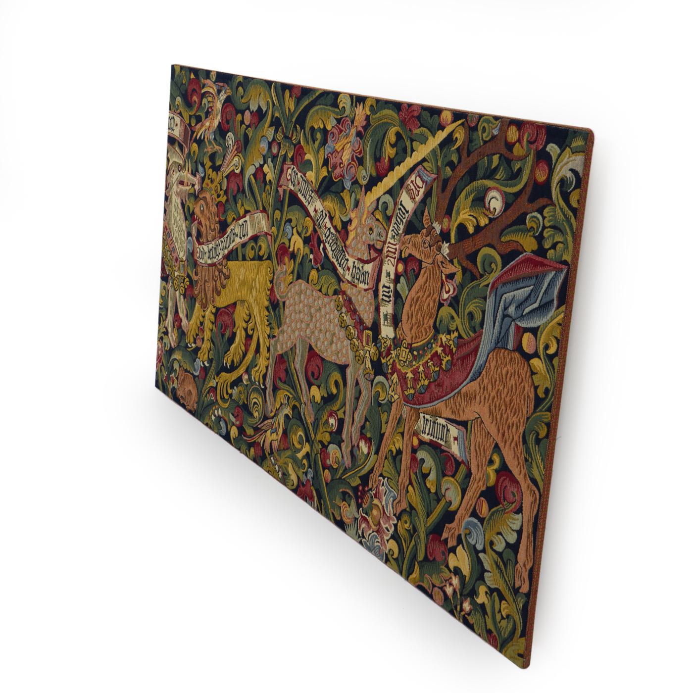 Mid-Century Modern Beautiful Large French Framed Jacquard Mythical Tapestry, 1970s For Sale