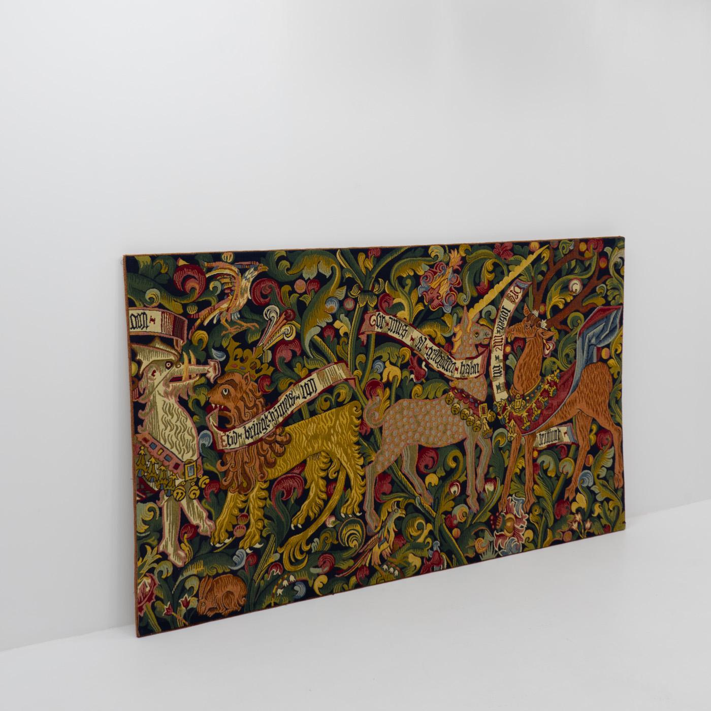 Late 20th Century Beautiful Large French Framed Jacquard Mythical Tapestry, 1970s For Sale
