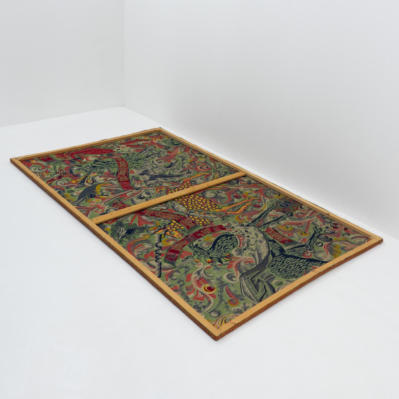 Wool Beautiful Large French Framed Jacquard Mythical Tapestry, 1970s For Sale