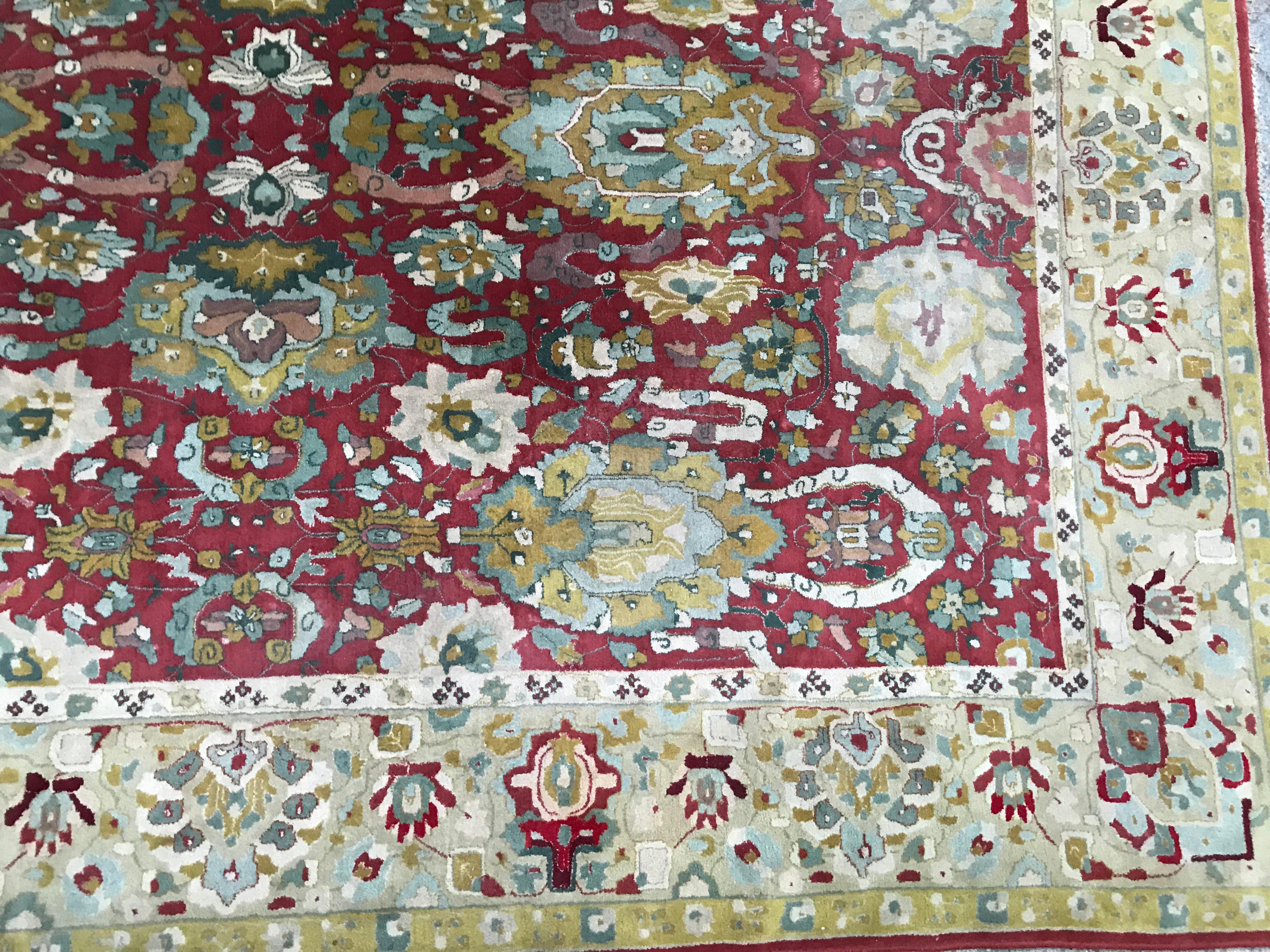 Hand-Crafted Bobyrug’s Beautiful Large French Janus Rug Agra Design For Sale