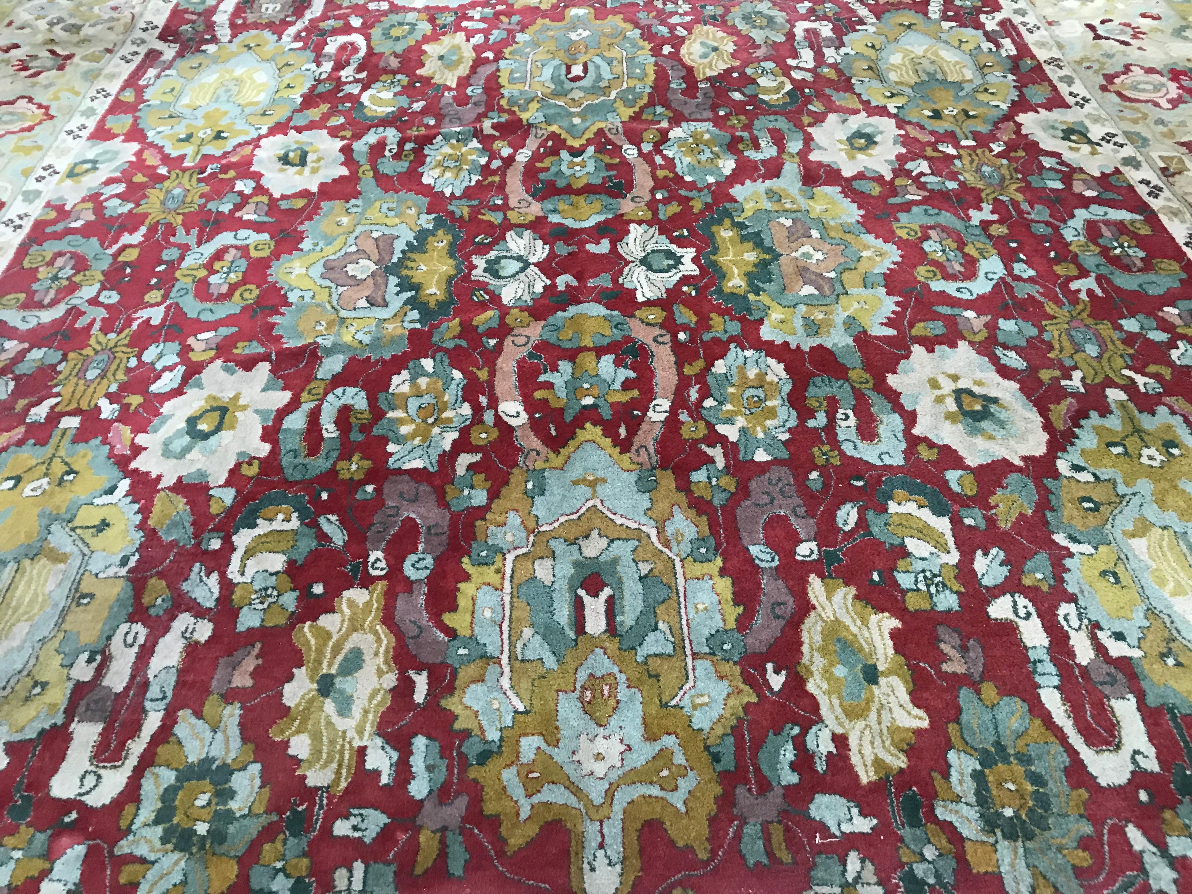 Bobyrug’s Beautiful Large French Janus Rug Agra Design For Sale 1