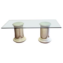 Magnifique grande table en verre de style provincial français