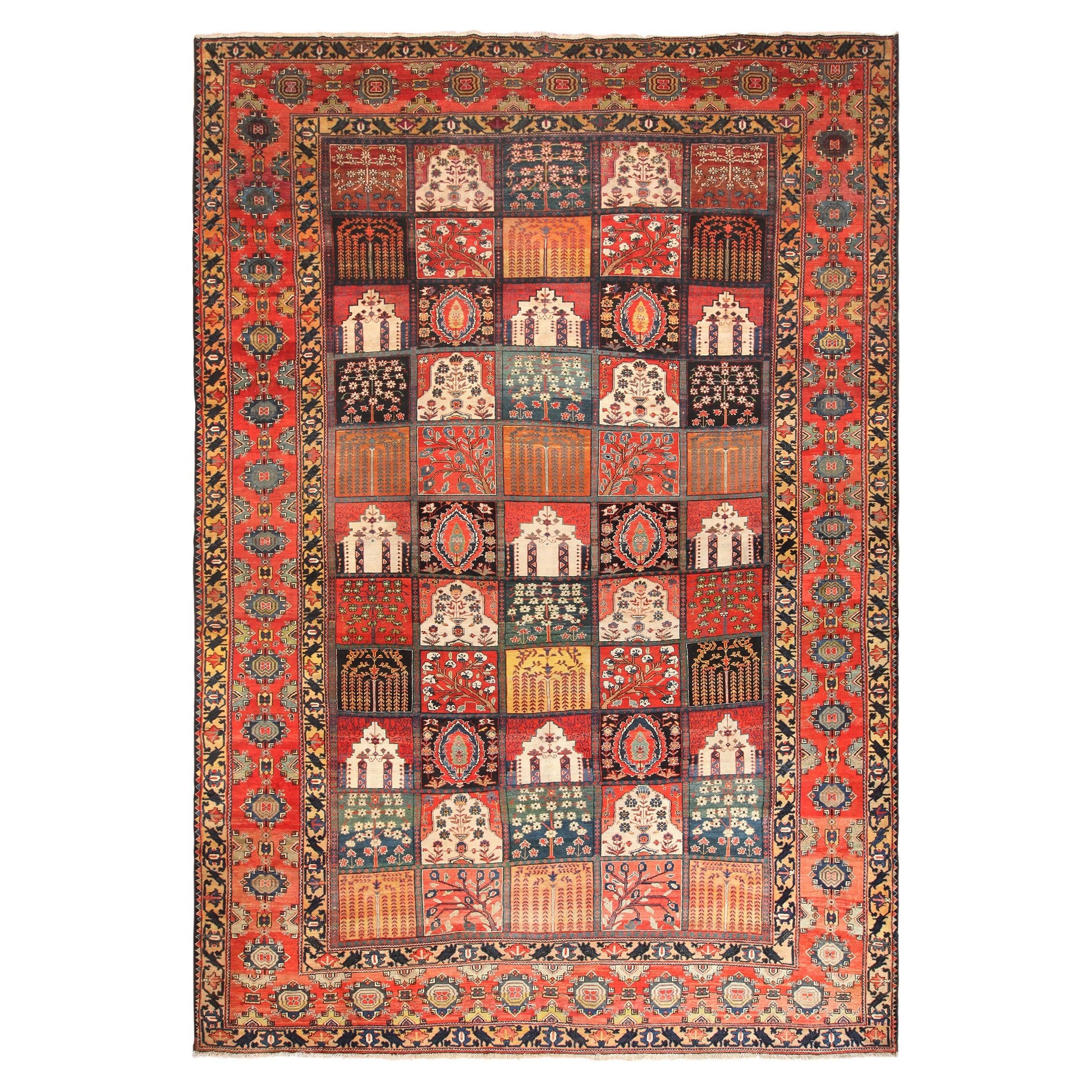Schöner großer antiker persischer Bakhtiari-Teppich im Gartendesign 12'6" x 18'9"