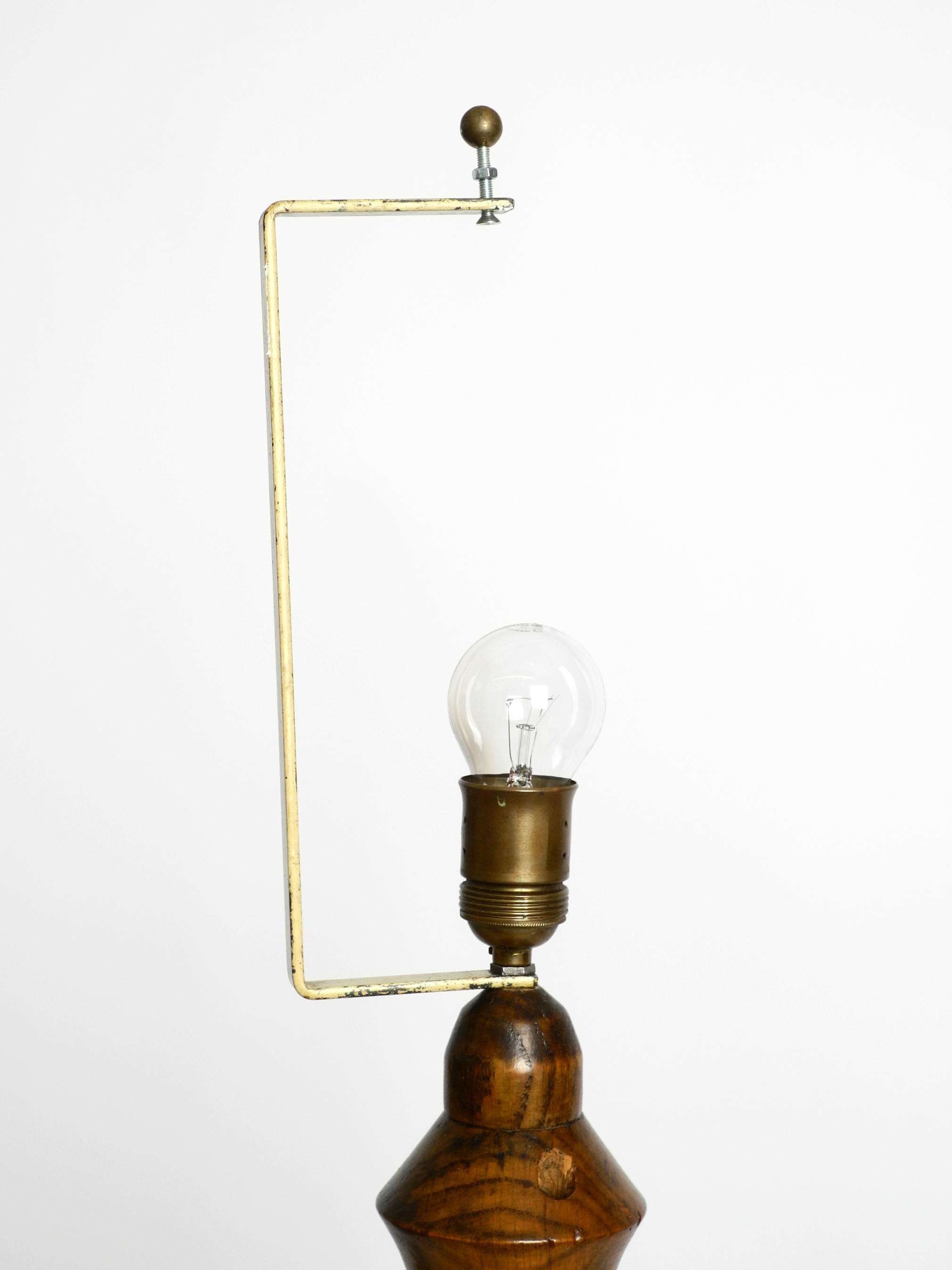 Beautiful large German 1930s floor lamp made of dark oak wood without shade For Sale 5