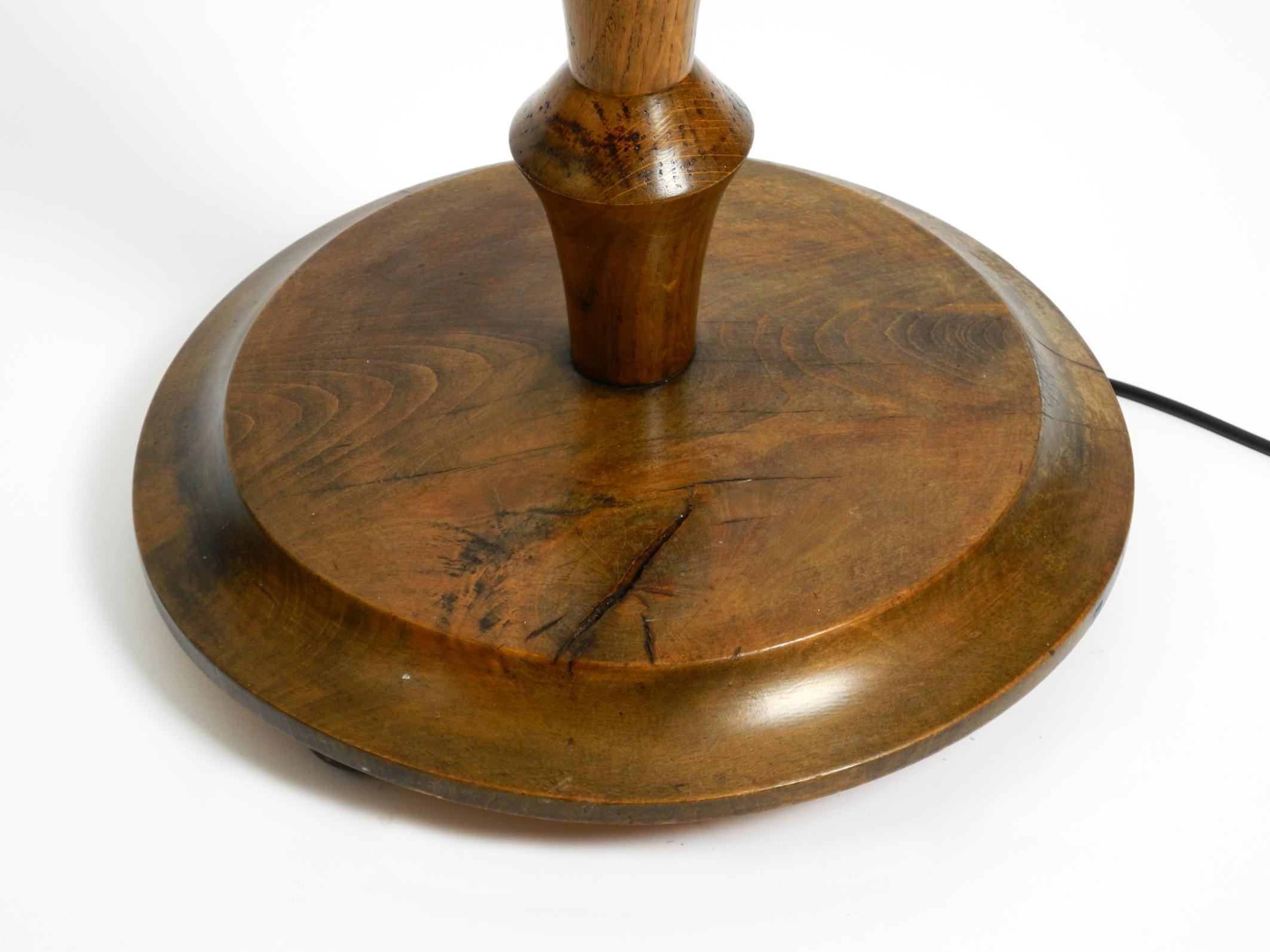 Beautiful large German 1930s floor lamp made of dark oak wood without shade For Sale 7