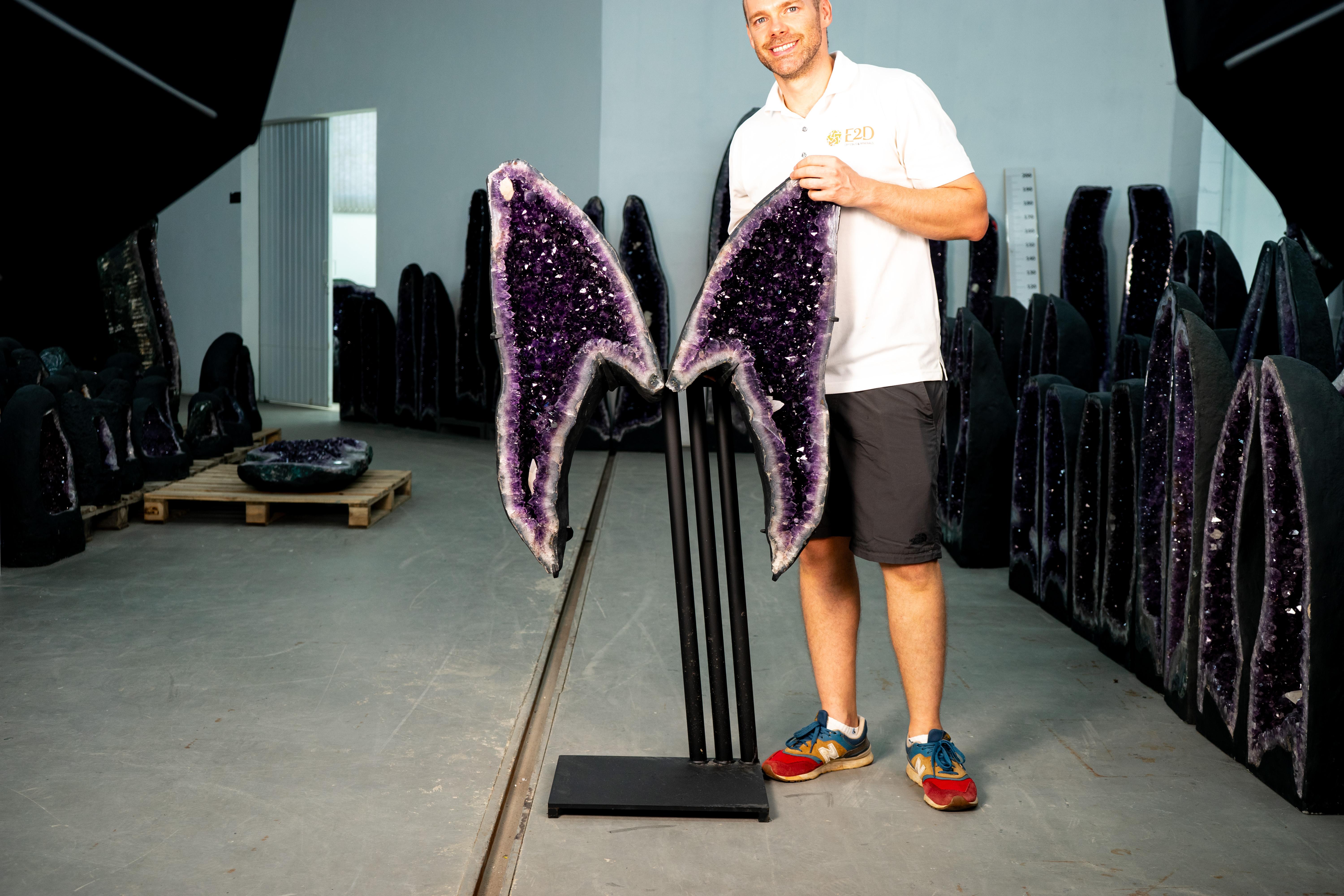 Brazilian Beautiful Large Grape Jelly Purple Amethyst Geode Wings For Sale
