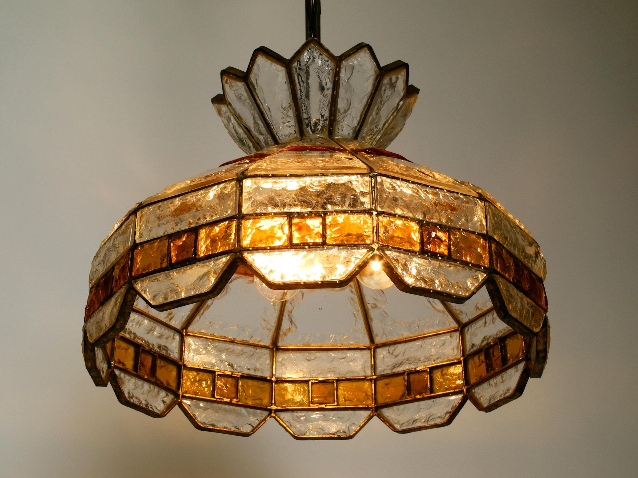 Beautiful Large Heavy 1960s Italian PoliArte Glass Ceiling Lamp For Sale 14