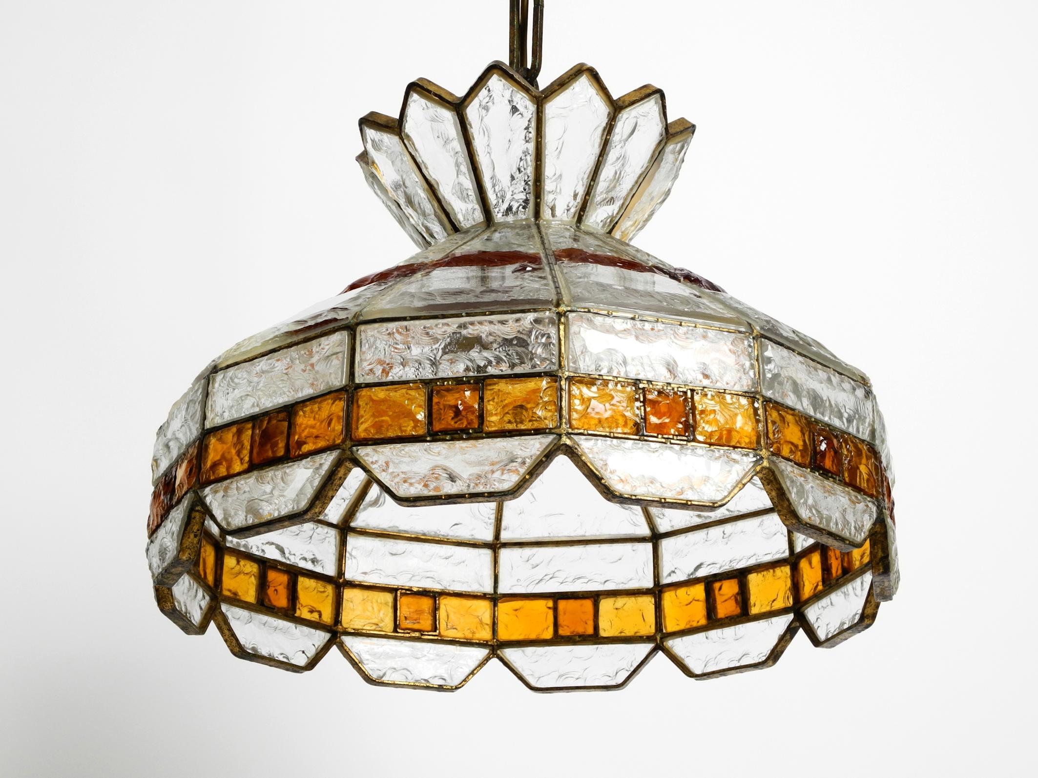 Mid-Century Modern Beautiful Large Heavy 1960s Italian PoliArte Glass Ceiling Lamp For Sale