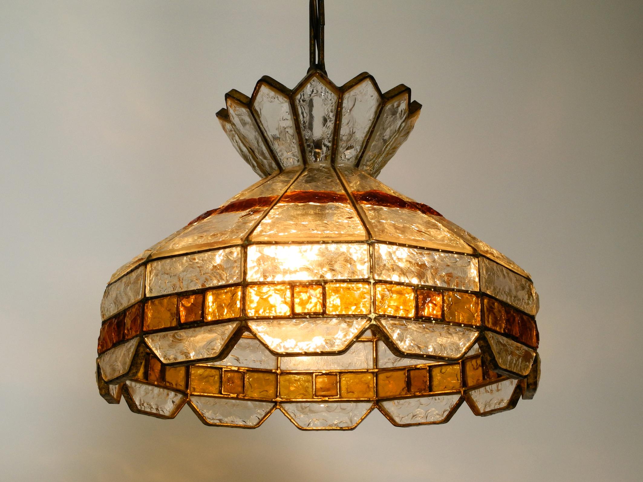 Mid-20th Century Beautiful Large Heavy 1960s Italian PoliArte Glass Ceiling Lamp For Sale