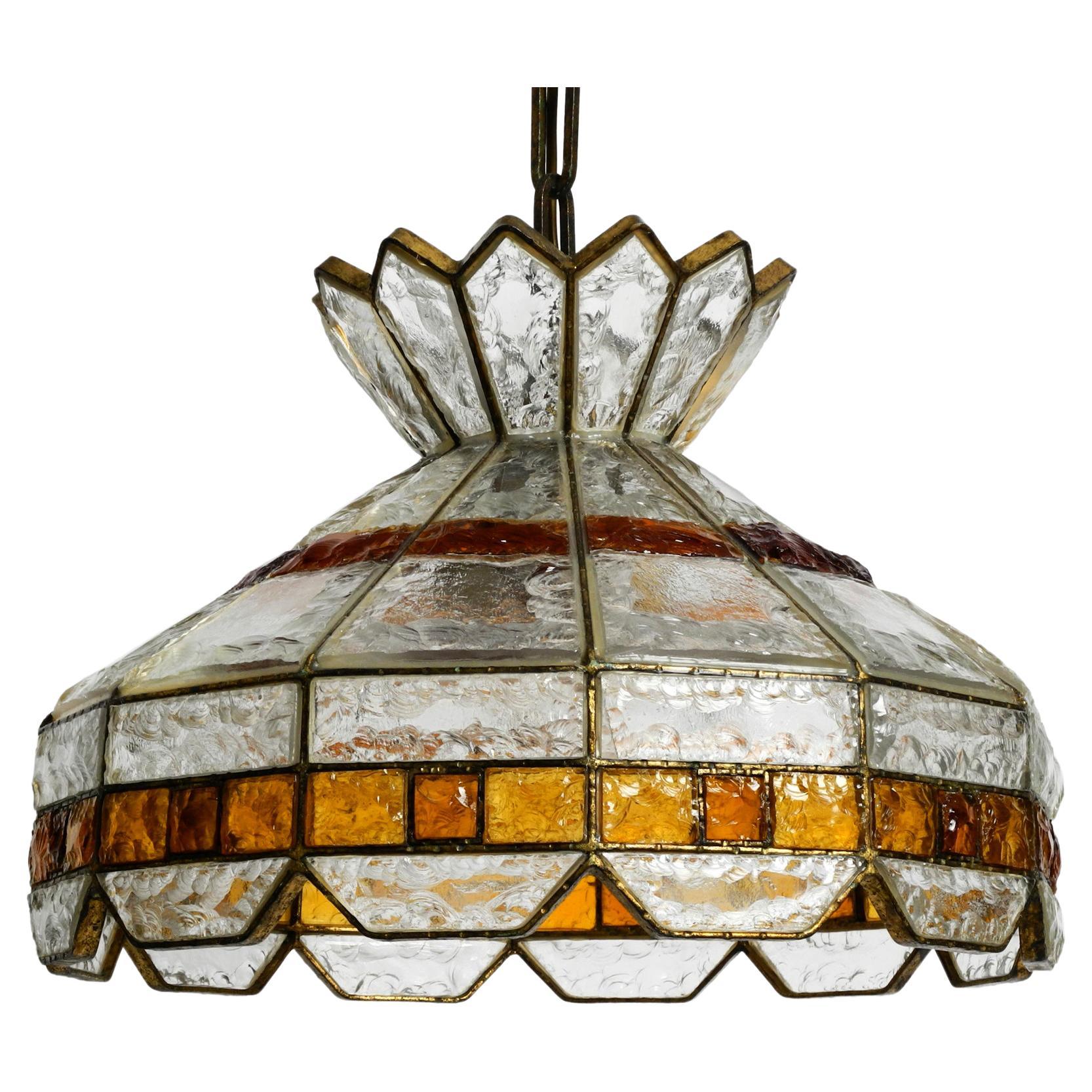 Beautiful Large Heavy 1960s Italian PoliArte Glass Ceiling Lamp For Sale