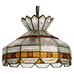 Beautiful Large Heavy 1960s Italian PoliArte Glass Ceiling Lamp