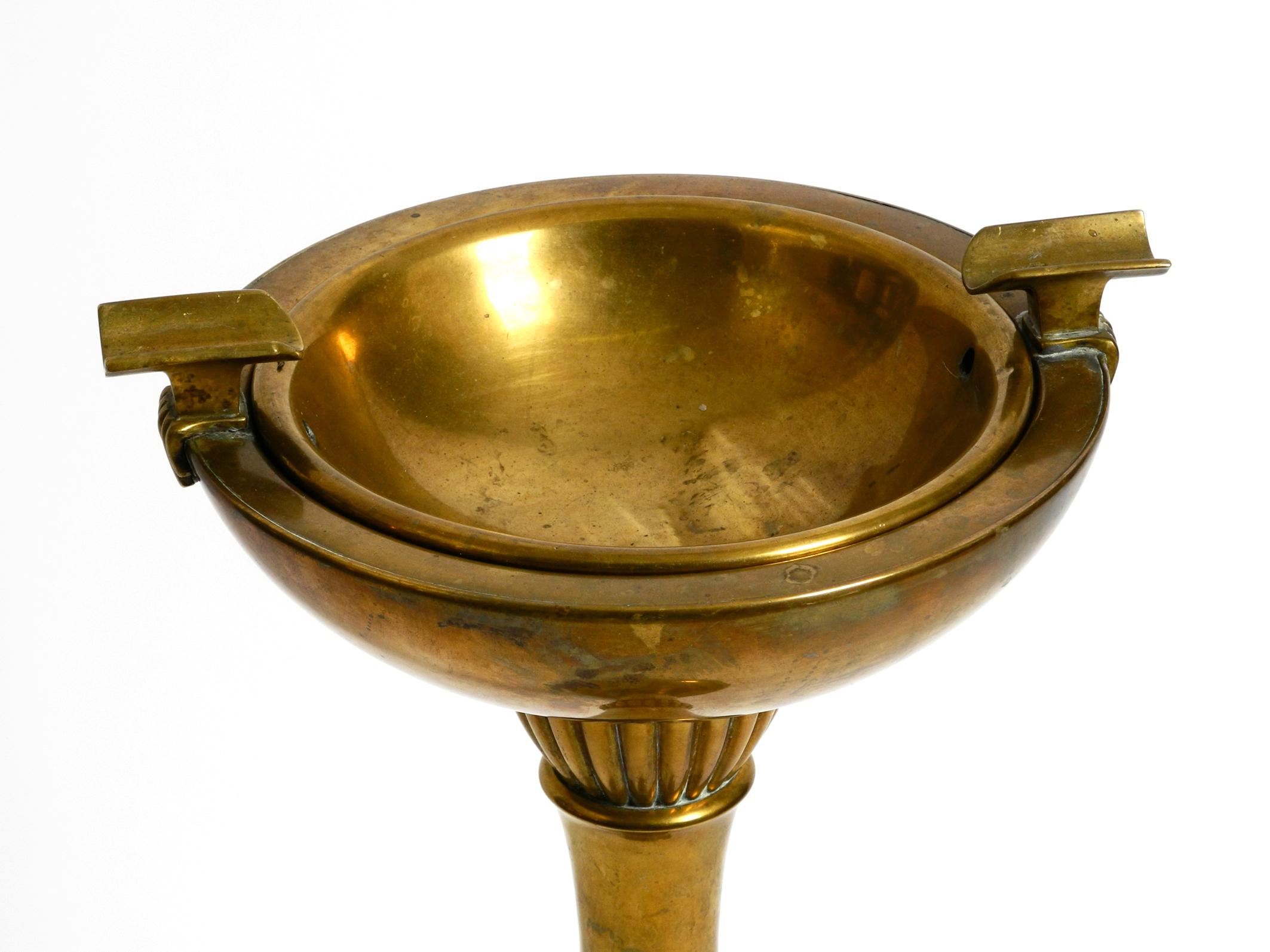 Beautiful, Large, Heavy Art Nouveau Brass Standing Ashtray from Around 1900 4
