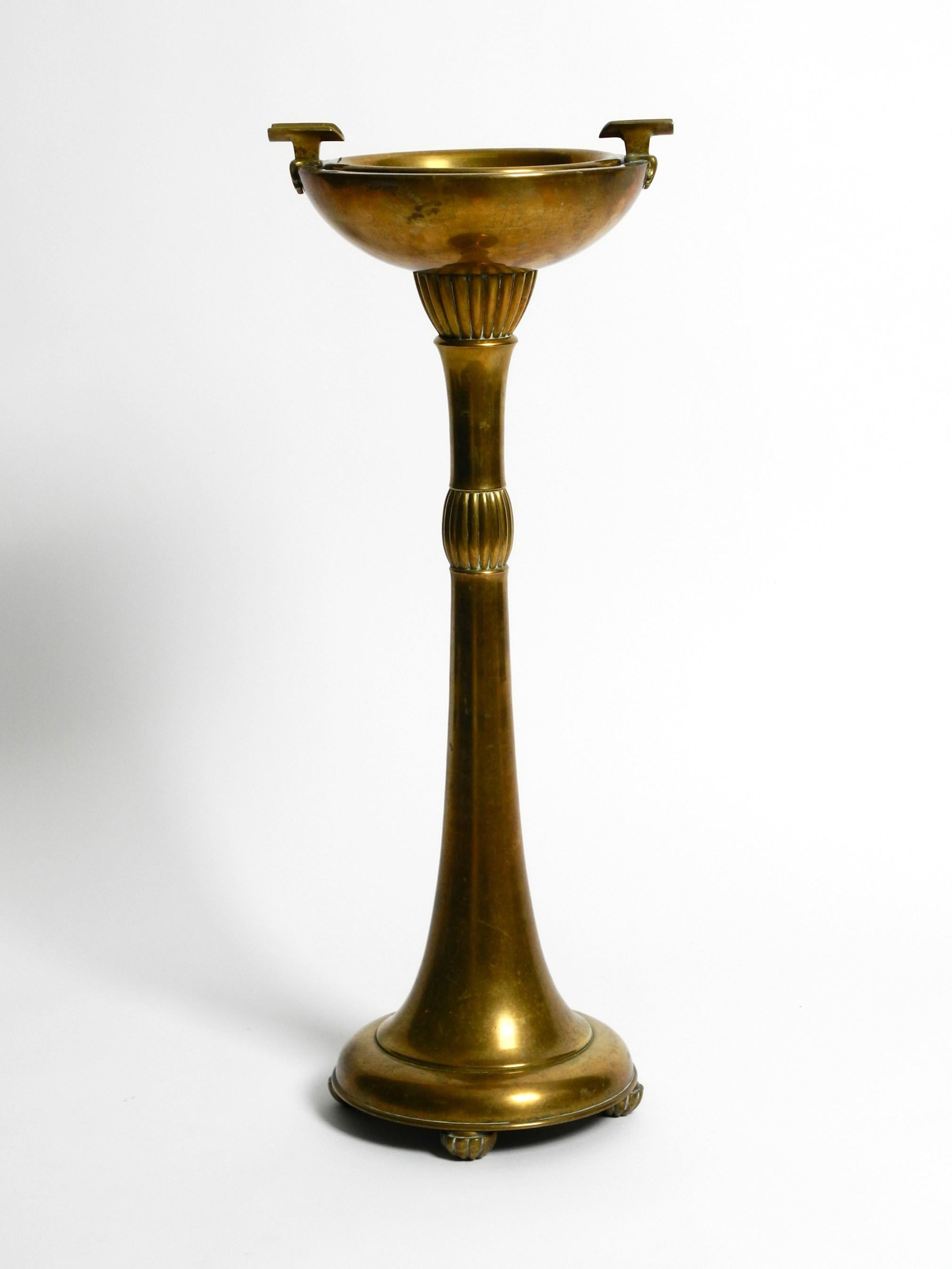 Beautiful, Large, Heavy Art Nouveau Brass Standing Ashtray from Around 1900 9