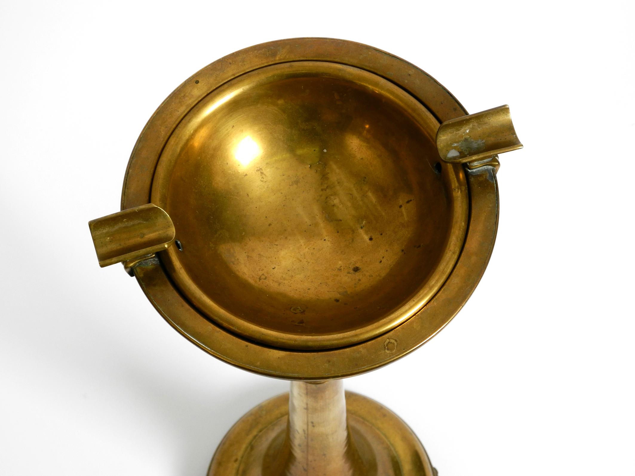 German Beautiful, Large, Heavy Art Nouveau Brass Standing Ashtray from Around 1900