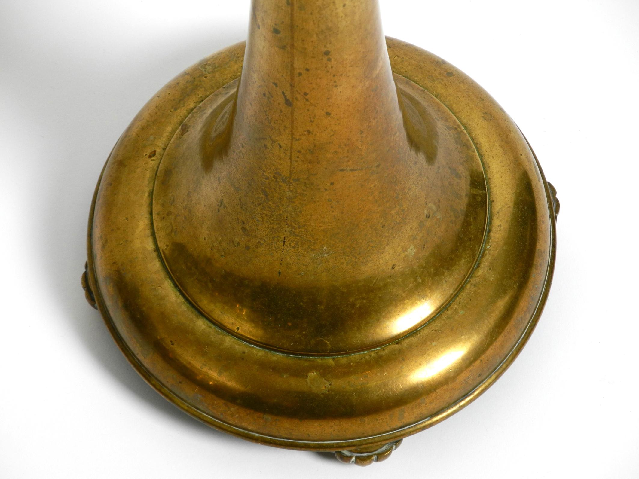 Beautiful, Large, Heavy Art Nouveau Brass Standing Ashtray from Around 1900 1