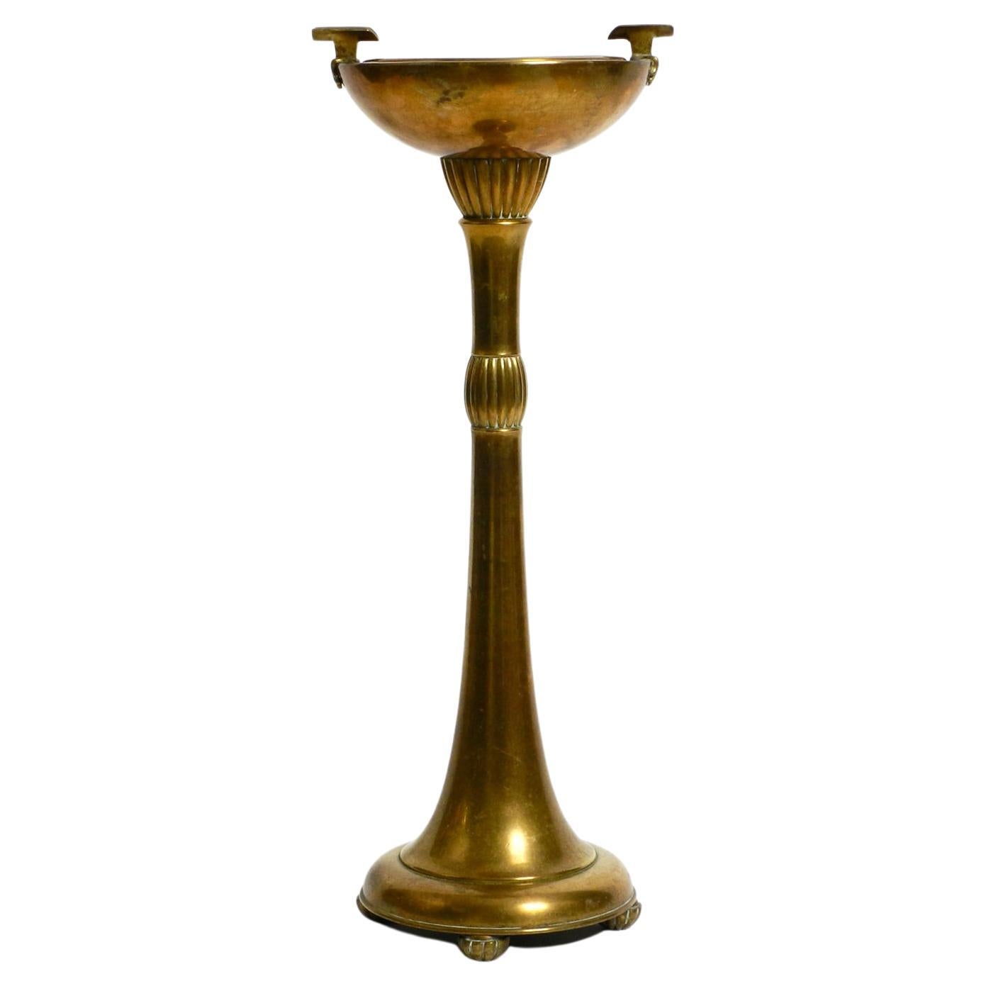 Beautiful, Large, Heavy Art Nouveau Brass Standing Ashtray from Around 1900