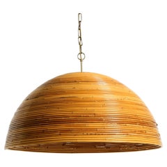 Beautiful, large Italian 1970s bamboo ceiling pendant lamp  Ø 72 cm