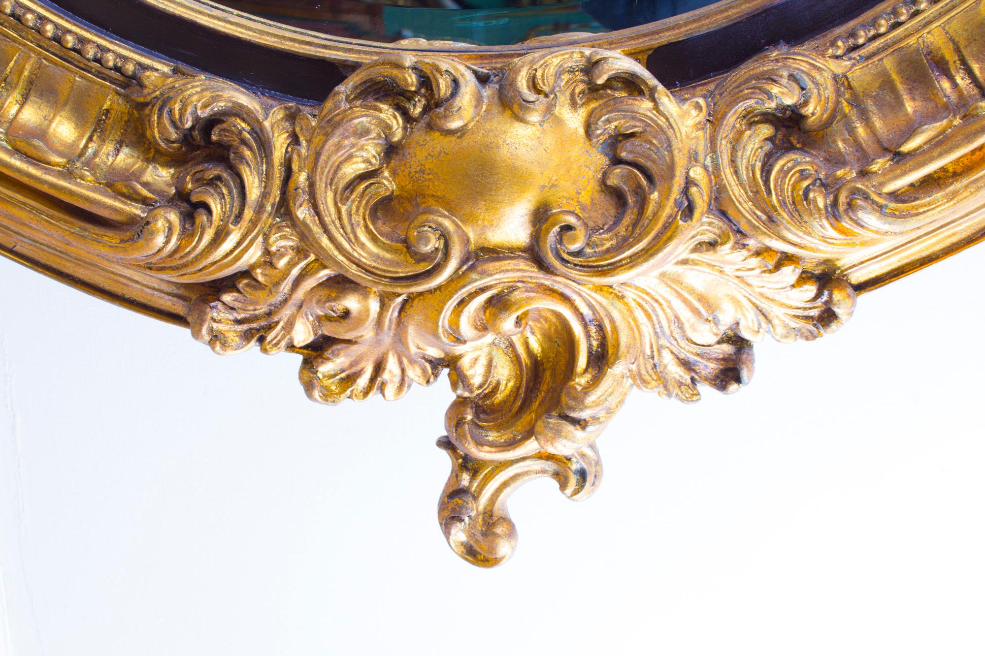 Beautiful Large Italian Gilded Decorative Oval Mirror 150 x 103 cm 1