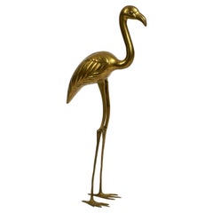 Beautiful Large Mid-Century Brass Crane as a Decoration