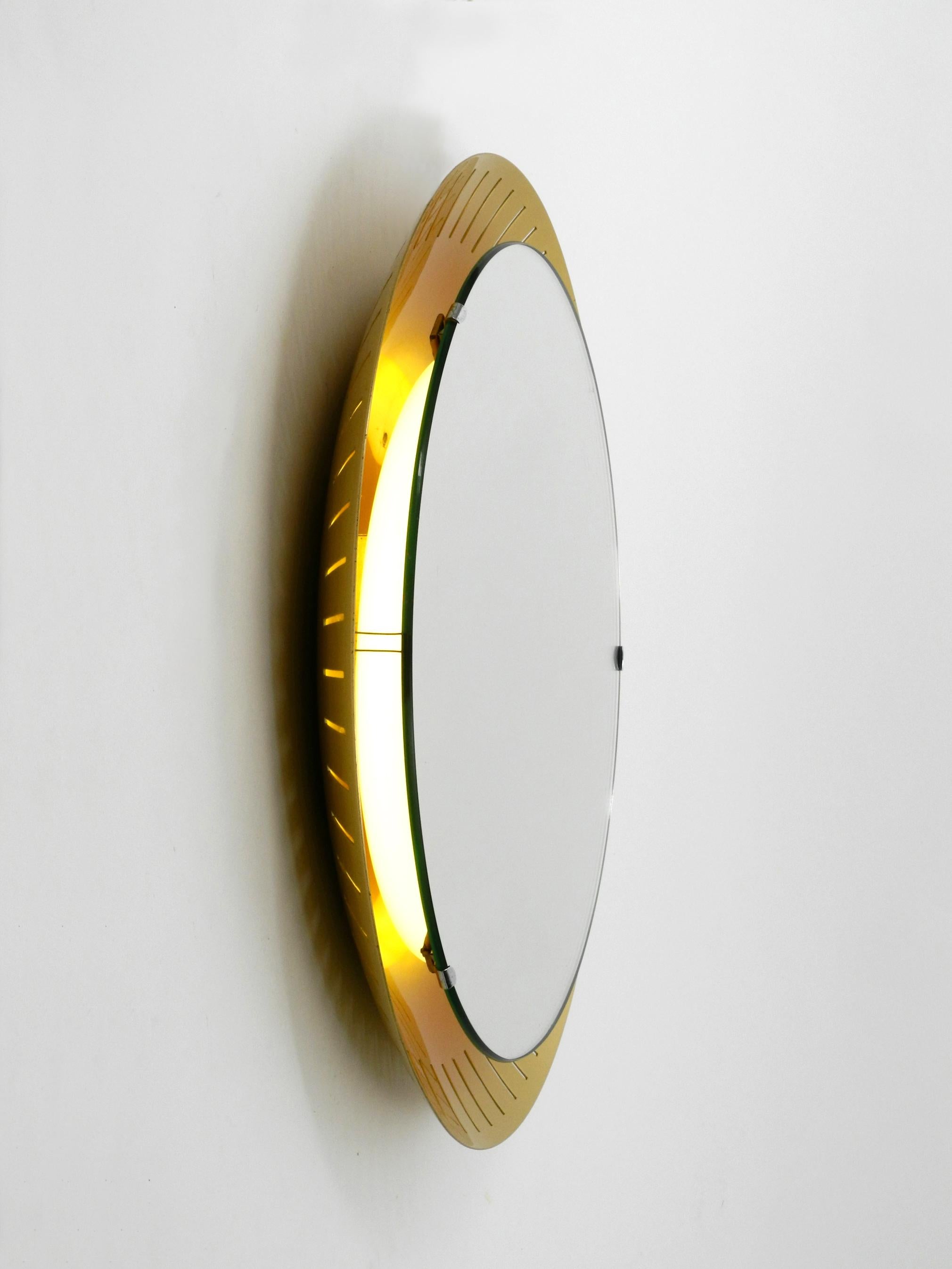 Mid-Century Modern Beautiful Large Midcentury Illuminated Round Wall Mirror by Hillebrand Germany