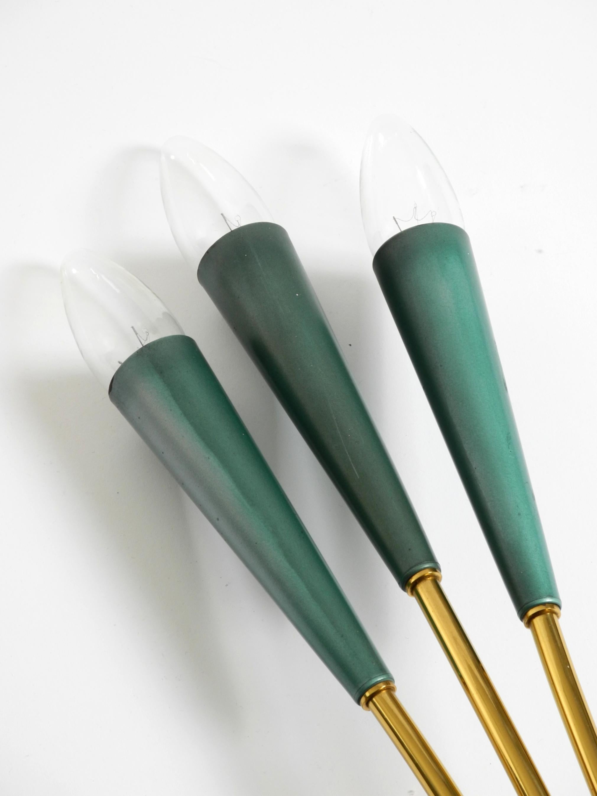 Beautiful large Mid Century Modern 3-light cone wall lamp made of brass For Sale 3