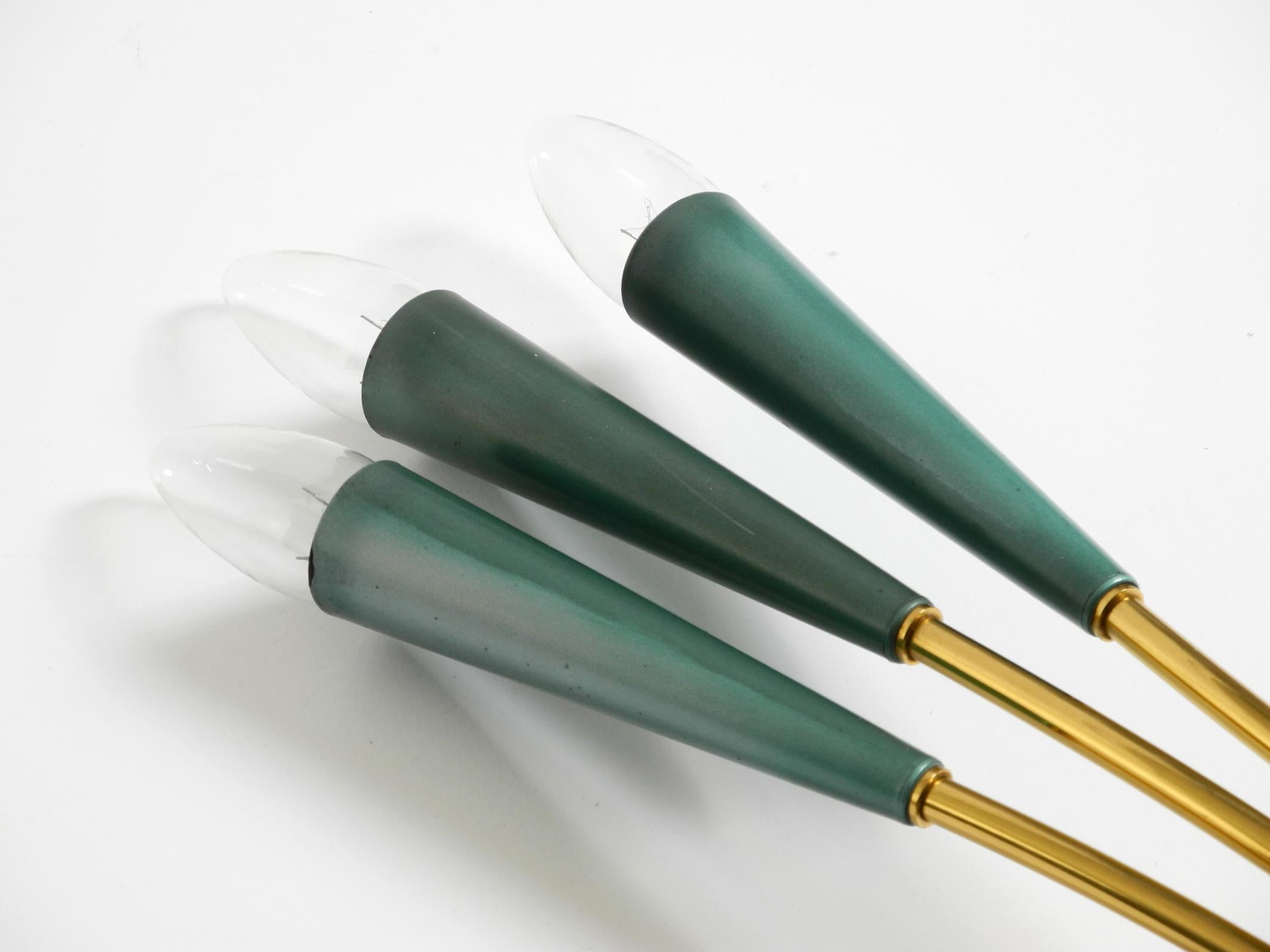 Beautiful large Mid Century Modern 3-light cone wall lamp made of brass For Sale 2