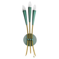 Beautiful large Mid Century Modern 3-light cone wall lamp made of brass