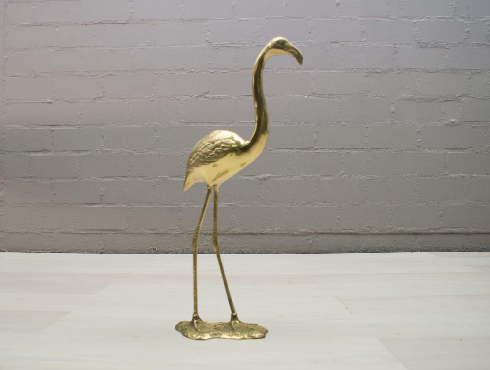 Beautiful large Mid-Century Modern brass flamingo as decoration.
Very high quality with many details. With beautiful patina on the brass.
No damages to the entire flamingo. Not bent.
Great decoration for all living areas.
Weight approximate 2 kg.