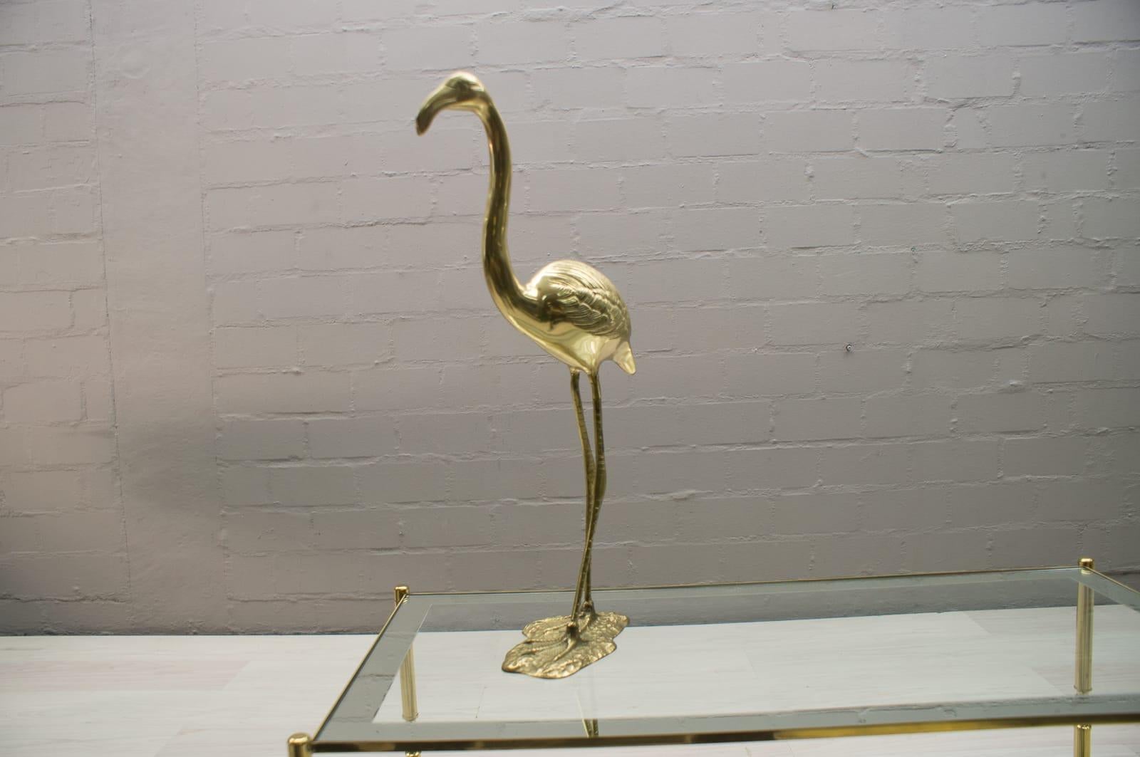  Beautiful Large Mid-Century Modern Brass Flamingo, Germany, 1960s In Good Condition In Nürnberg, Bayern