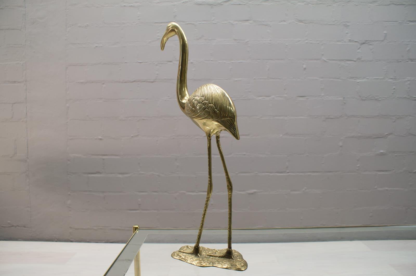  Beautiful Large Mid-Century Modern Brass Flamingo, Germany, 1960s 1