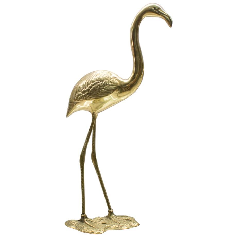 Beautiful Large Mid-Century Modern Brass Flamingo, Germany, 1960s