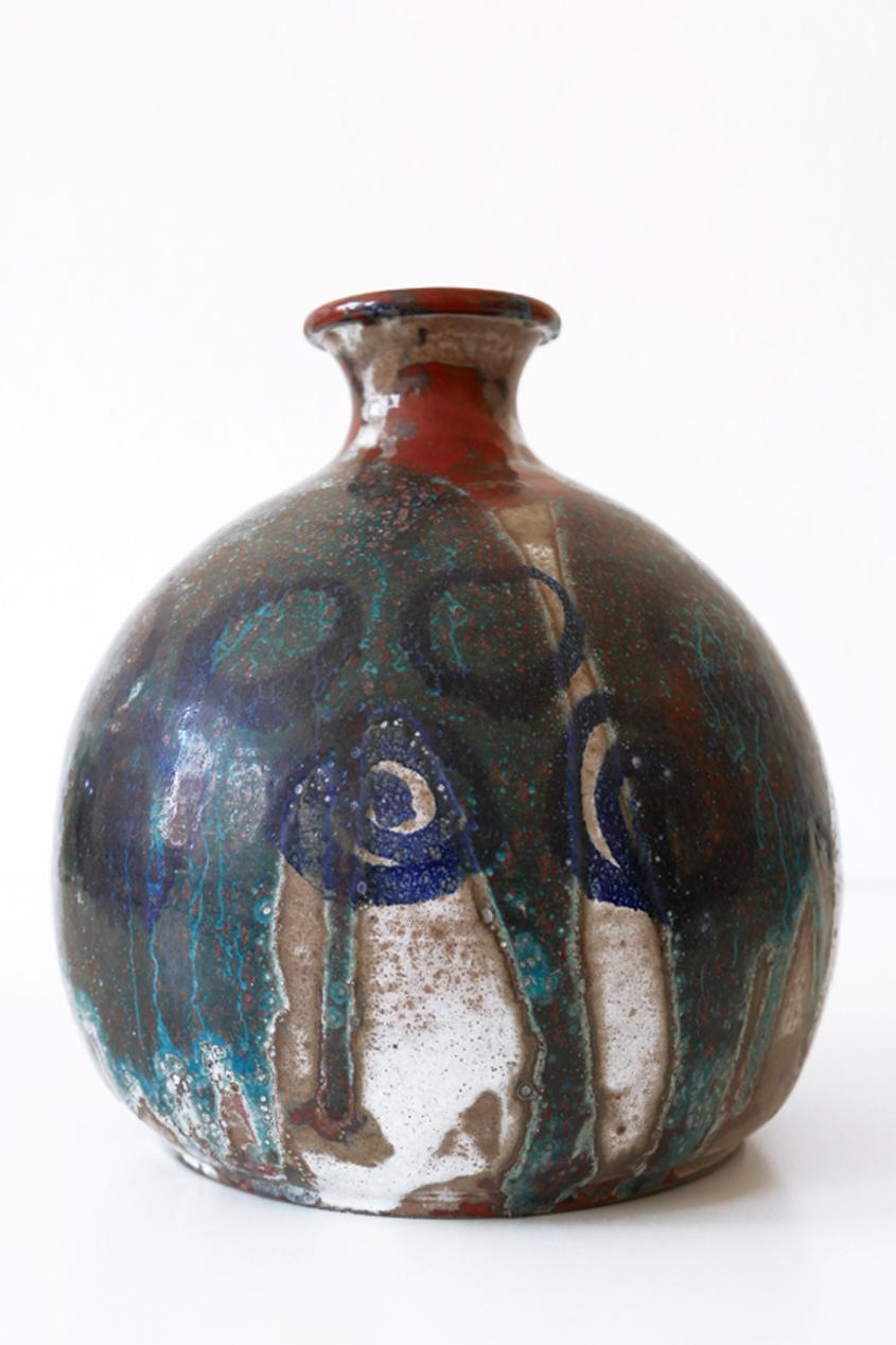 Mid-20th Century Beautiful & Large Mid-Century Modern Glazed Ceramic Vase, 1960s, Germany, Signed