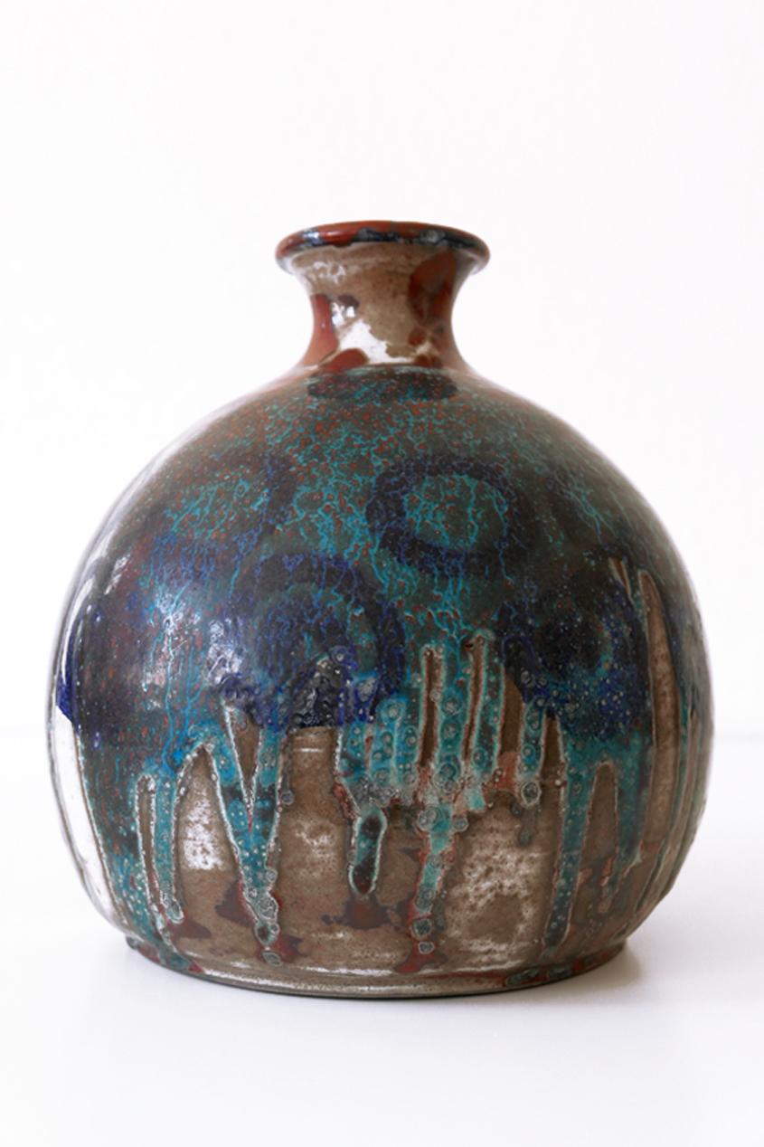 Beautiful & Large Mid-Century Modern Glazed Ceramic Vase, 1960s, Germany, Signed 1