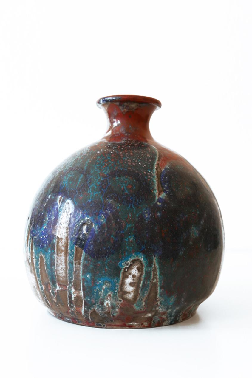 Beautiful & Large Mid-Century Modern Glazed Ceramic Vase, 1960s, Germany, Signed 2