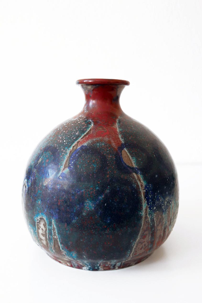 Beautiful & Large Mid-Century Modern Glazed Ceramic Vase, 1960s, Germany, Signed 3