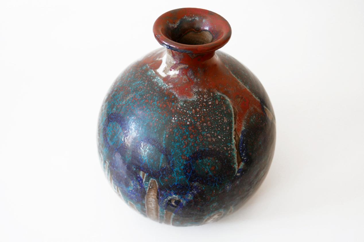 Beautiful & Large Mid-Century Modern Glazed Ceramic Vase, 1960s, Germany, Signed 4