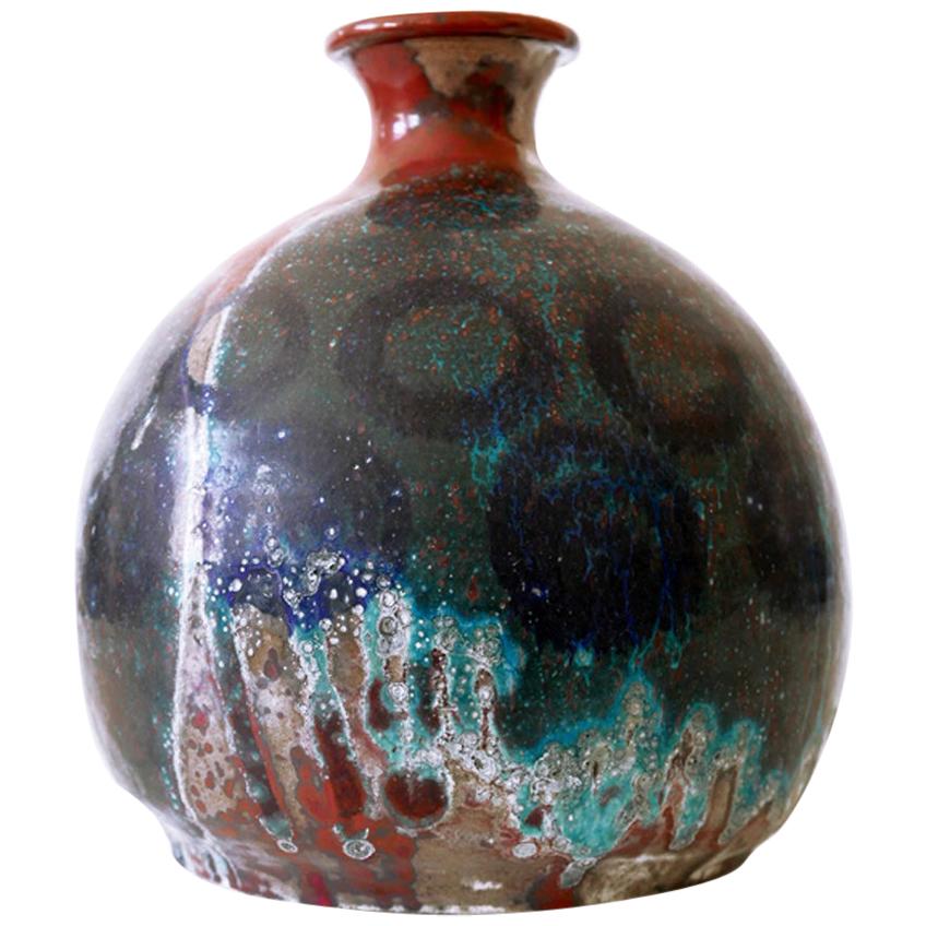 Beautiful & Large Mid-Century Modern Glazed Ceramic Vase, 1960s, Germany, Signed