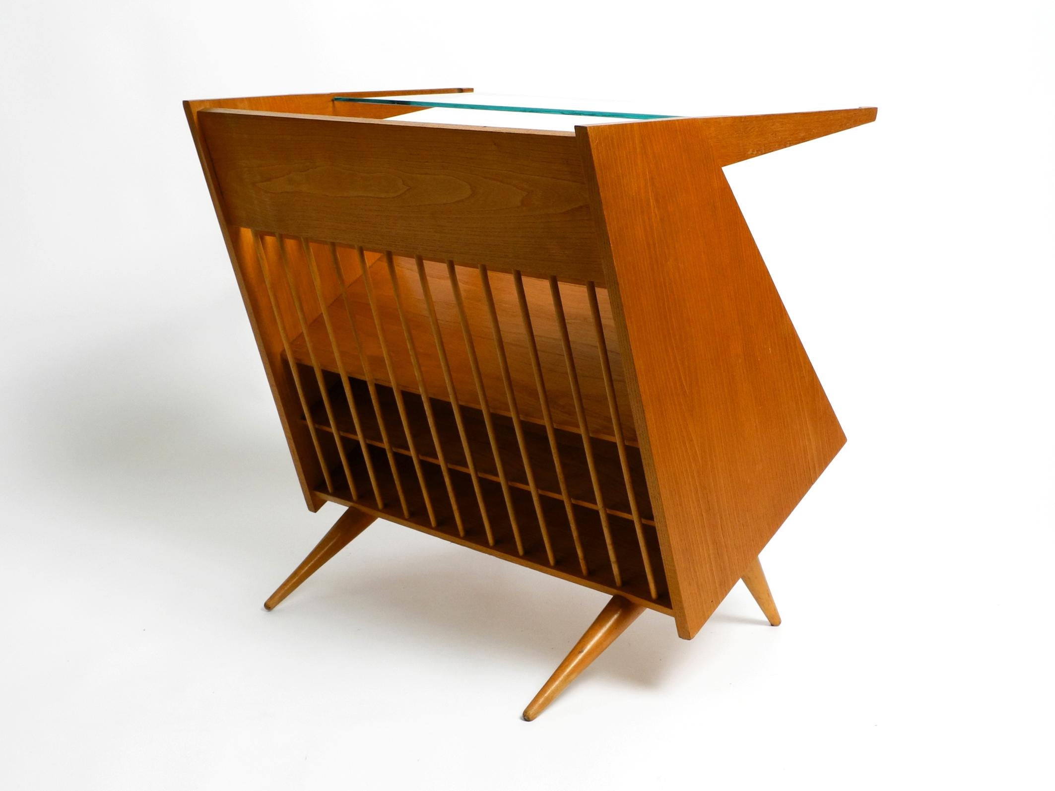 Beautiful Large Mid-Century Side Table with Book and Magazine Rack 9