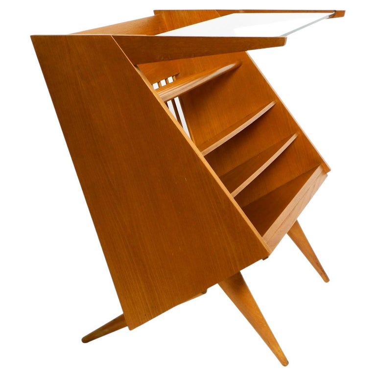 Beautiful Large MidCentury Side Table with Book and Magazine Rack For