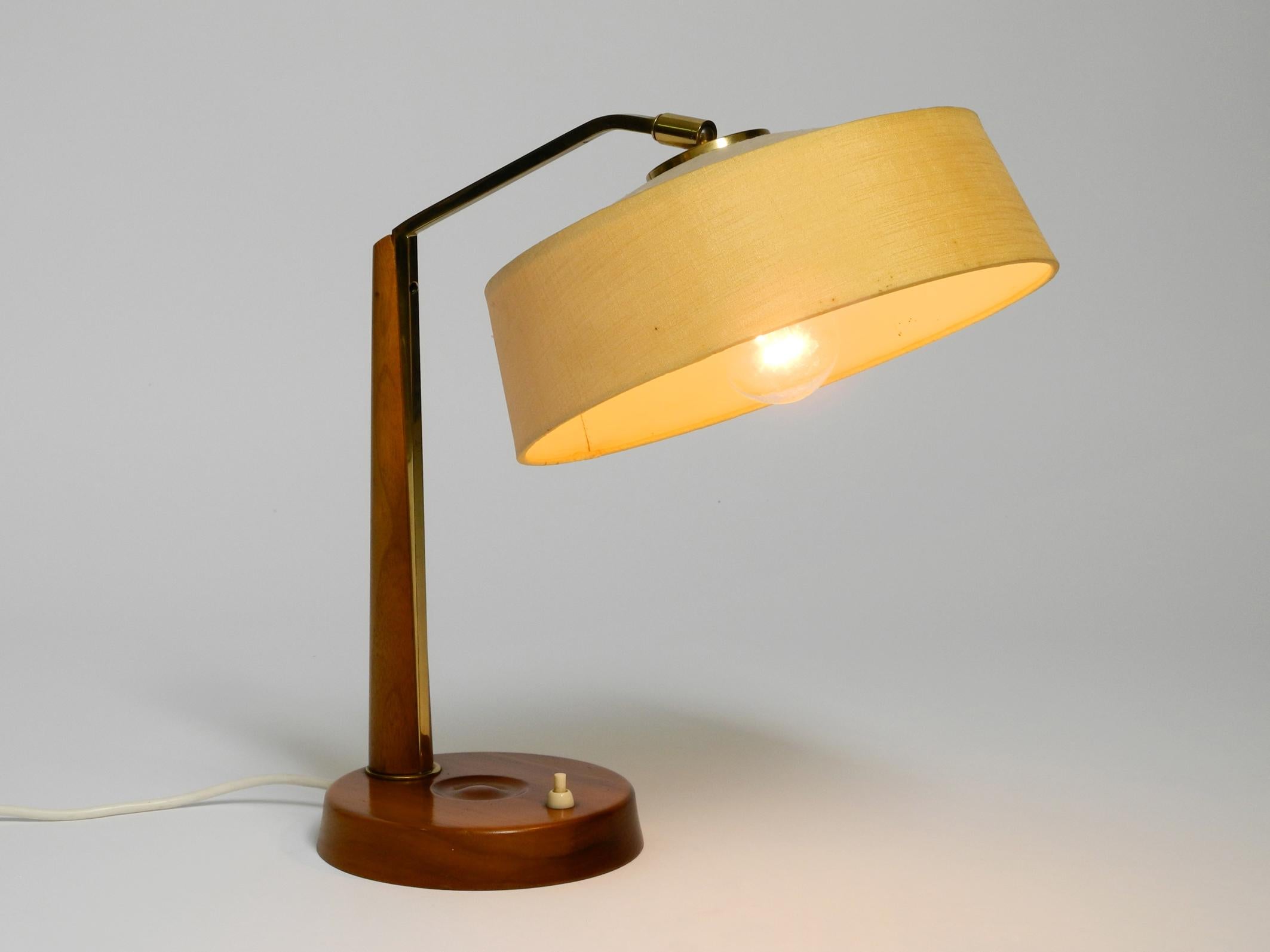 Beautiful, large Mid Century table lamp from Temde with a fabric lampshade  In Good Condition For Sale In München, DE