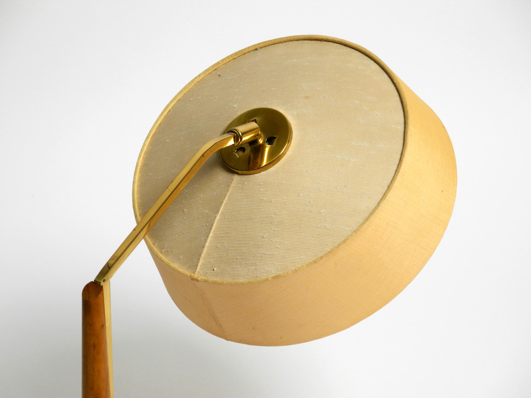 Brass Beautiful, large Mid Century table lamp from Temde with a fabric lampshade  For Sale