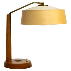 Magnifique grande lampe de table du milieu du siècle dernier de Temde avec abat-jour en tissu