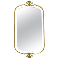 Beautiful Large Midcentury Brass Wall Mirror with a Stunning Frame
