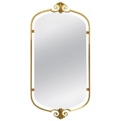 Beautiful Large Midcentury Brass Wall Mirror with a Stunning Frame