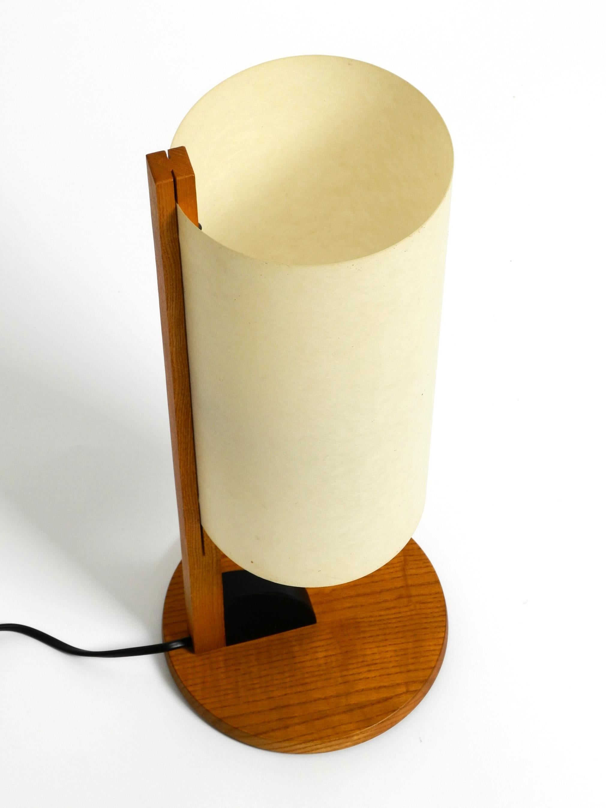 Beautiful Large Minimalist Teak Table Lamp with Lunopal Shade by Domus 80s 5