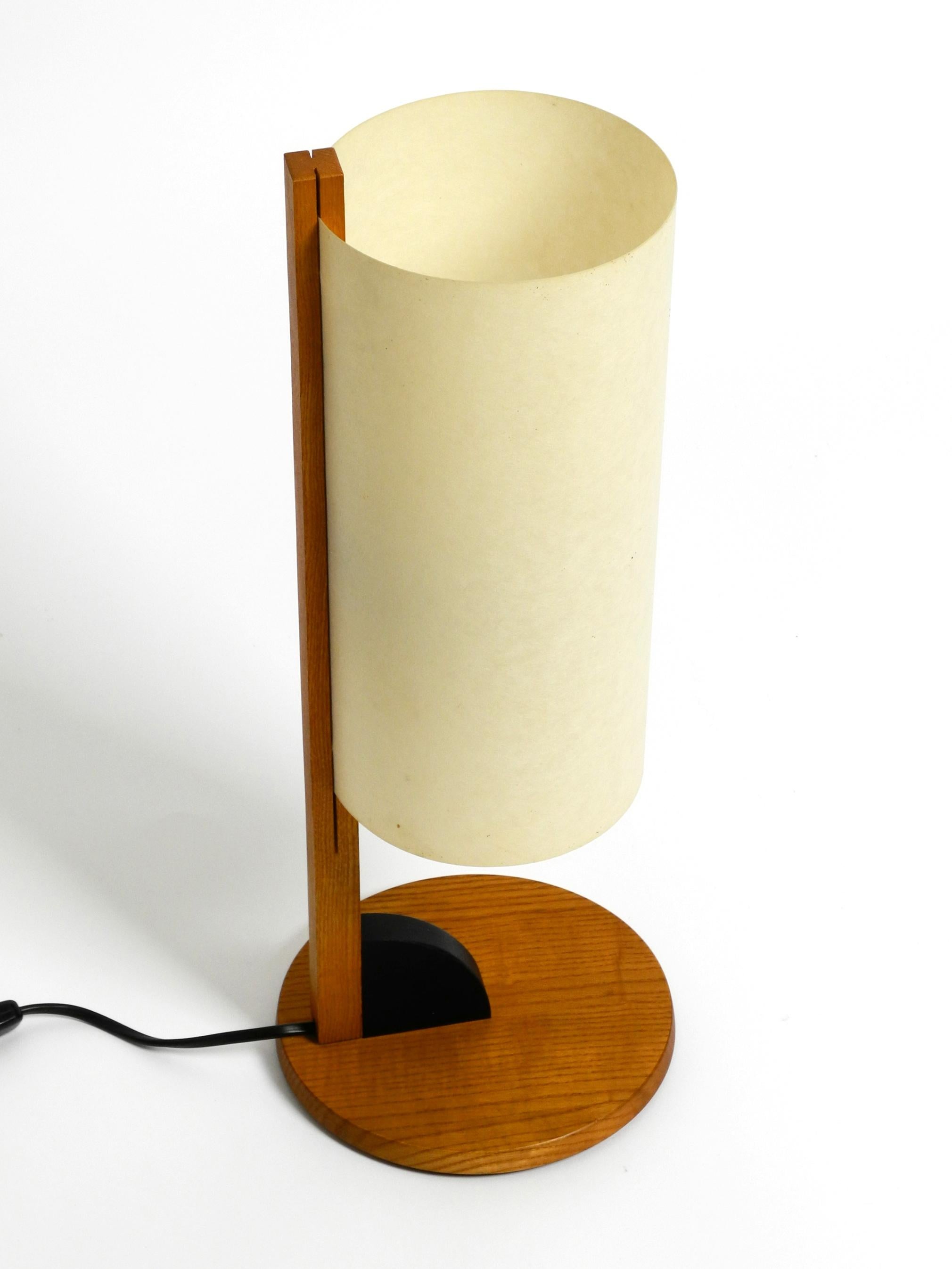 Beautiful Large Minimalist Teak Table Lamp with Lunopal Shade by Domus 80s 6