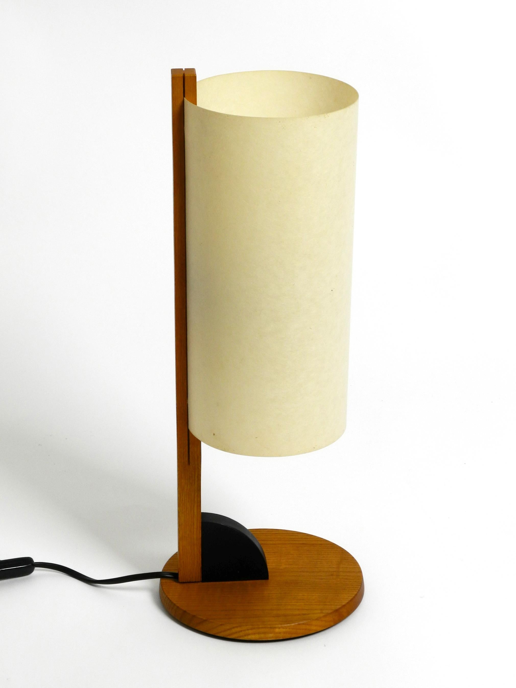 Beautiful Large Minimalist Teak Table Lamp with Lunopal Shade by Domus 80s 7