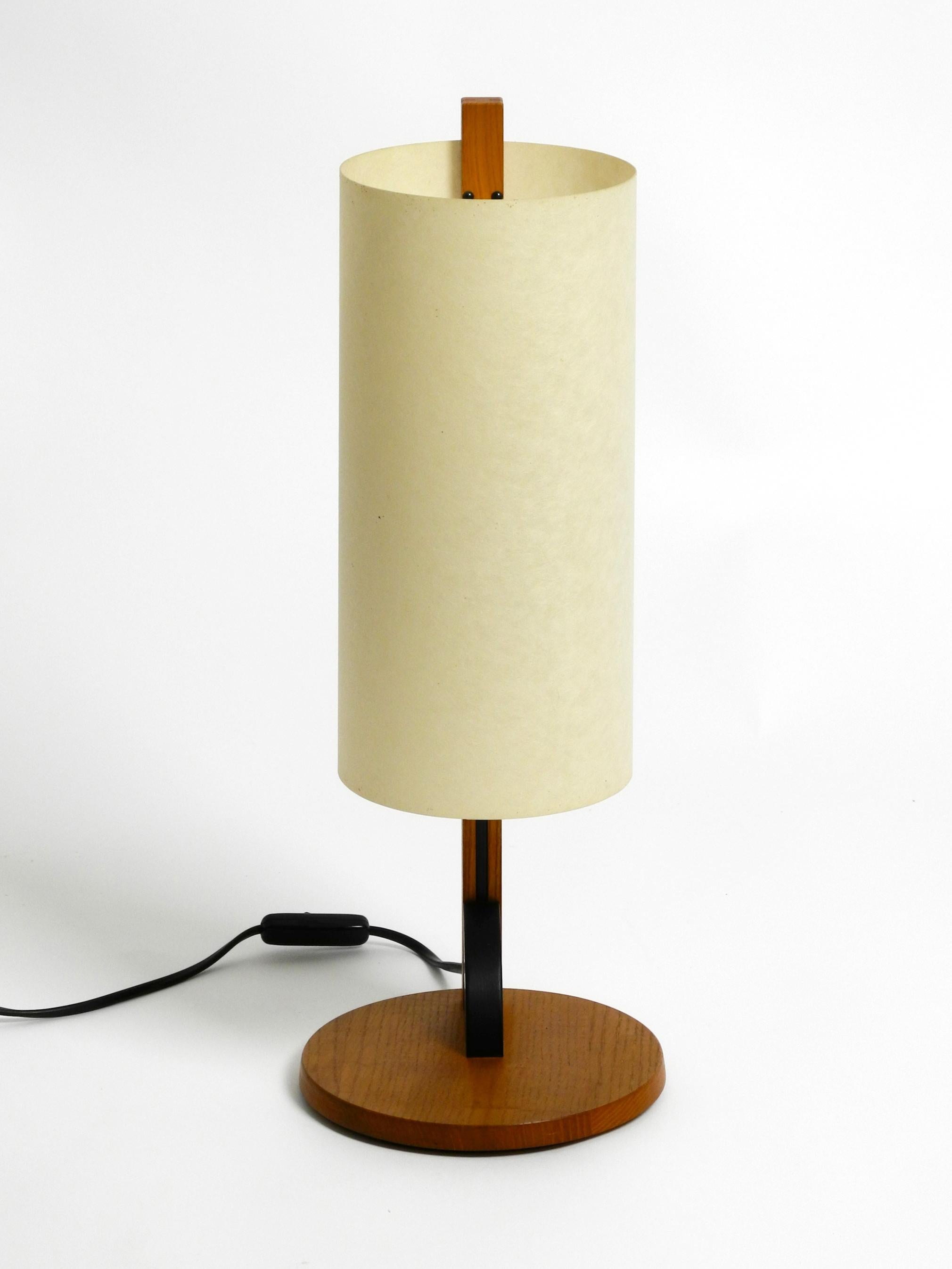 Beautiful Large Minimalist Teak Table Lamp with Lunopal Shade by Domus 80s 8
